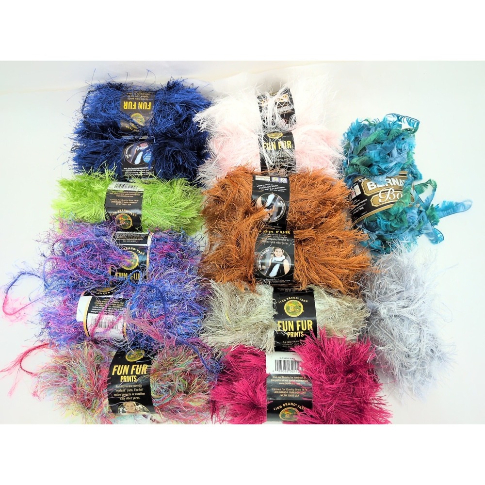 12 Skeins + 1Partials Eyelash Fun Fur Yarn Lion Brand Bernat